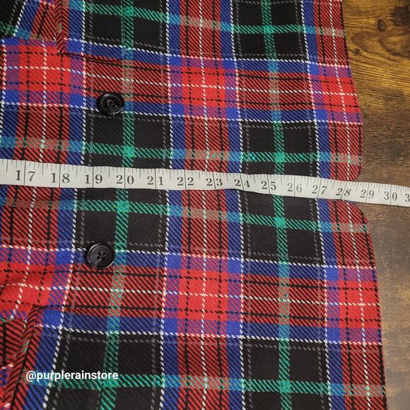 Talbots Blazer 8 Tartan Plaid Wool Blend Sequins Open Front Button Accents NWOT - Picture 7 of 10